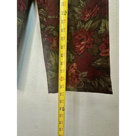Vtg Halston Jeanswear Floral Print High Rise Cropped Denim Pant Size 8 - Picture 4 of 7